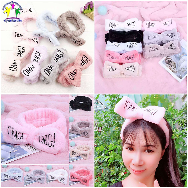 Băng đô nữ skincare, phụ kiện nữ make up, cài tóc nữ trang điểm, bờm tóc nam rửa mặt, nơ cài tóc cho bé gái cute, nơ OMG siêu sang - thương hiệu VỢ CHỒNG TÔI