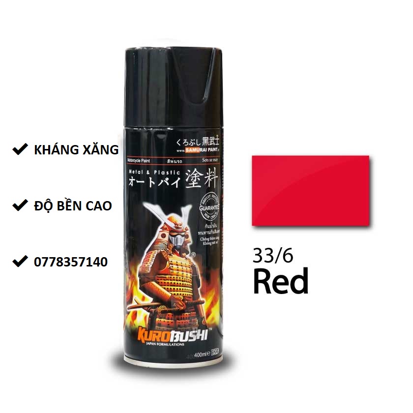 33/6 sơn xịt samurai màu đỏ
