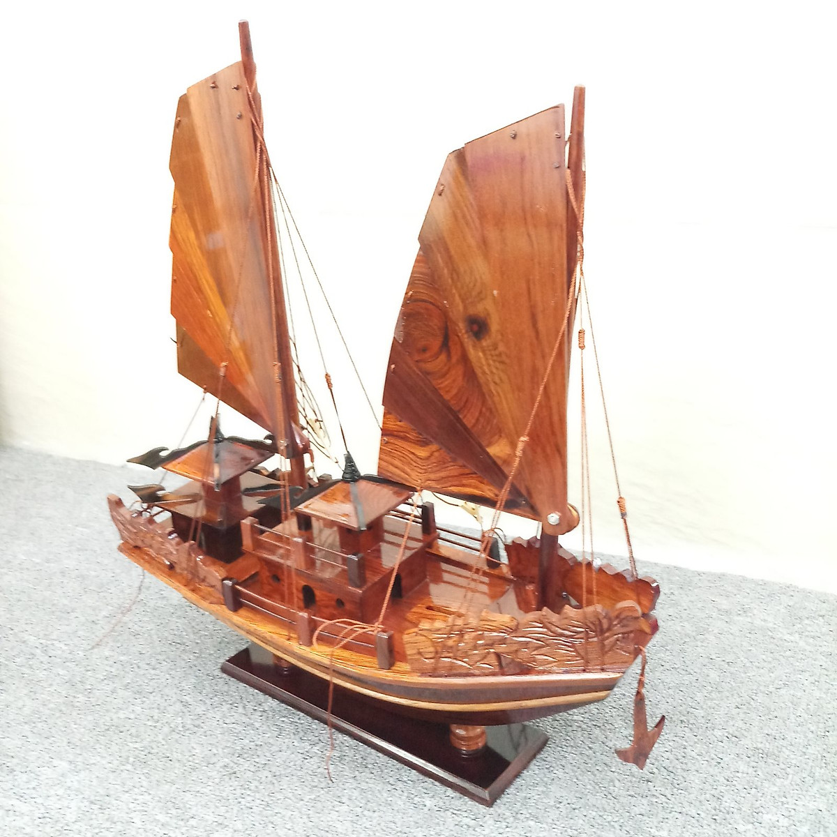 Mô hình tàu Hạ Long gỗ cẩm 40cm , tàu gỗ trang trí phong thủy , tàu thuyền gỗ thuận buồm xuôi gió