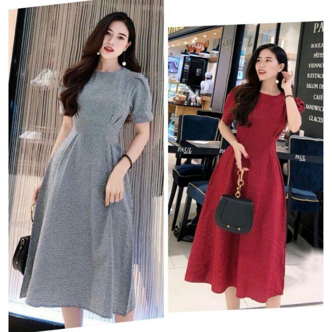 đầm Dáng Suông caro form dài