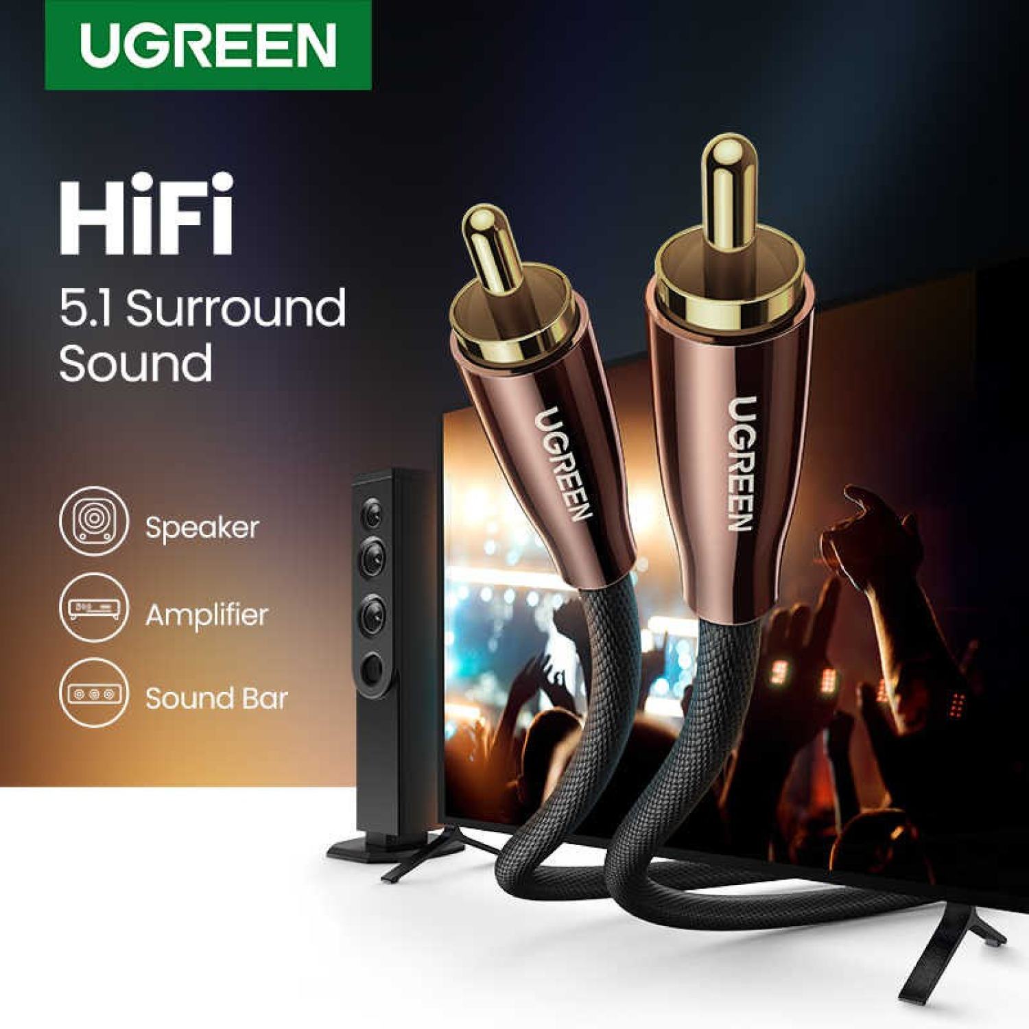 Cáp âm thanh audio coaxial cao cấp ugreen 70684 10190 40299 chính hãng av155