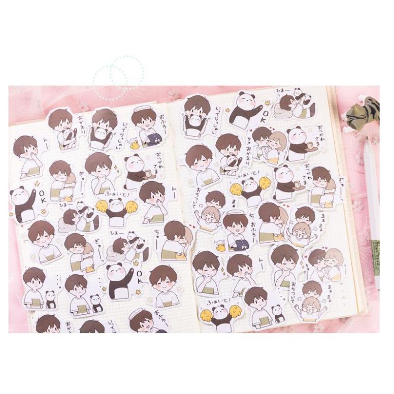 Bộ 45 Sticker Panda Dễ Thương E64
