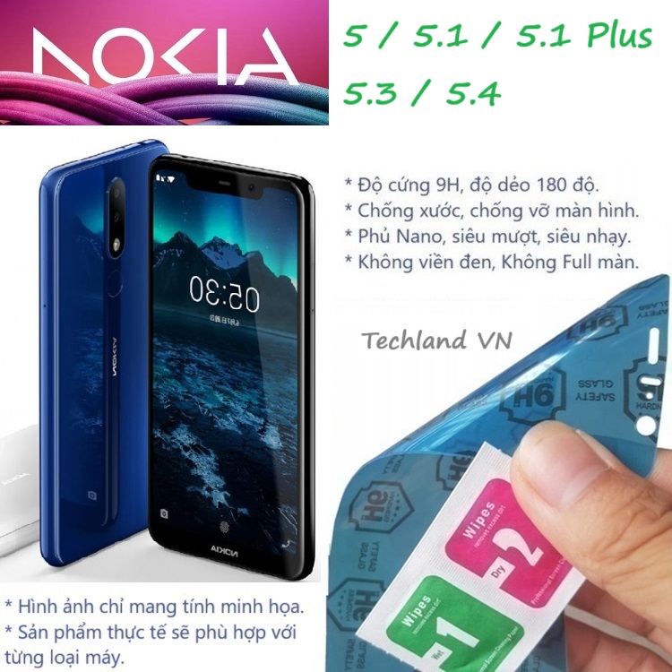Cường Lực Phủ Nano Nokia 5 / 5.1 / 5.1 Plus / 5.3 / 5.4 / X5- Trong Suốt, Không Full Màn, Không Viền Đen