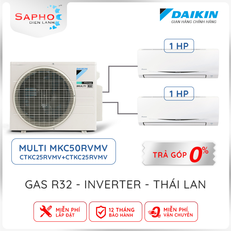 Bảng giá Điều hoà Daikin Multi S Treo Tường Inverter 1 Cục Nóng 2 Dàn Lạnh Combo MKC50RVMV/1.0HP+1.0HP Gas R32 – Chính Hãng Daikin Thái Lan Sản Xuất 2021