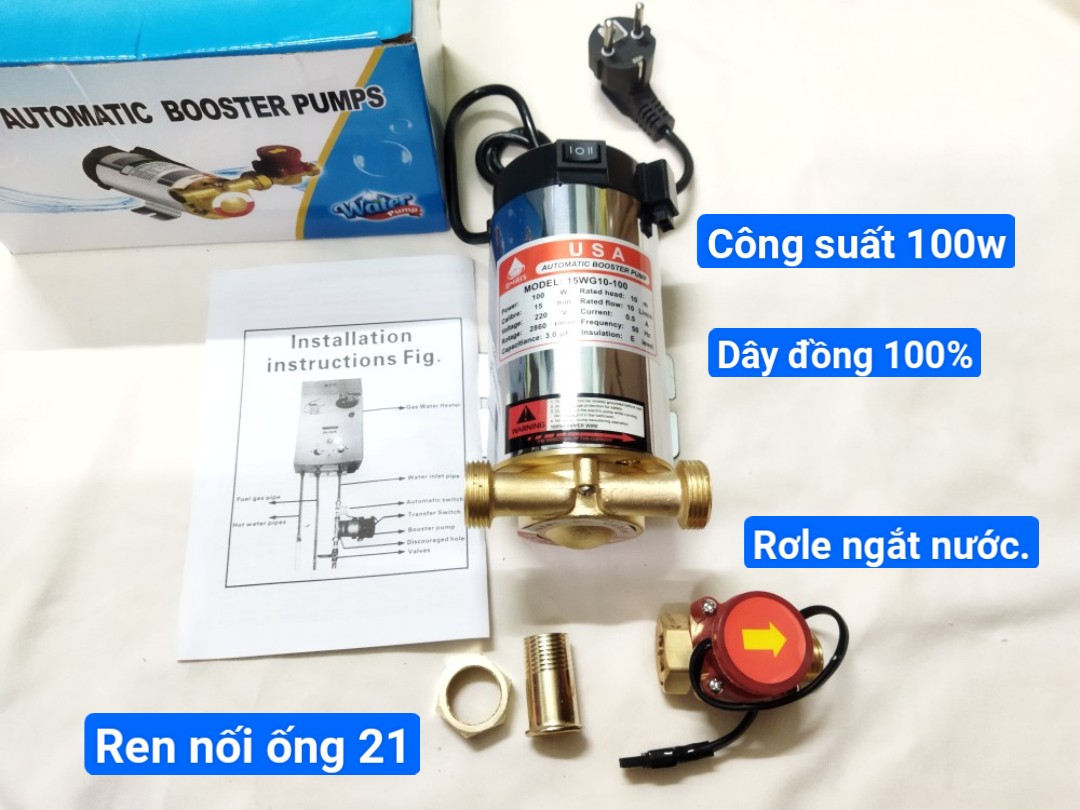 Bơm tăng áp máy giặt USA 100w .