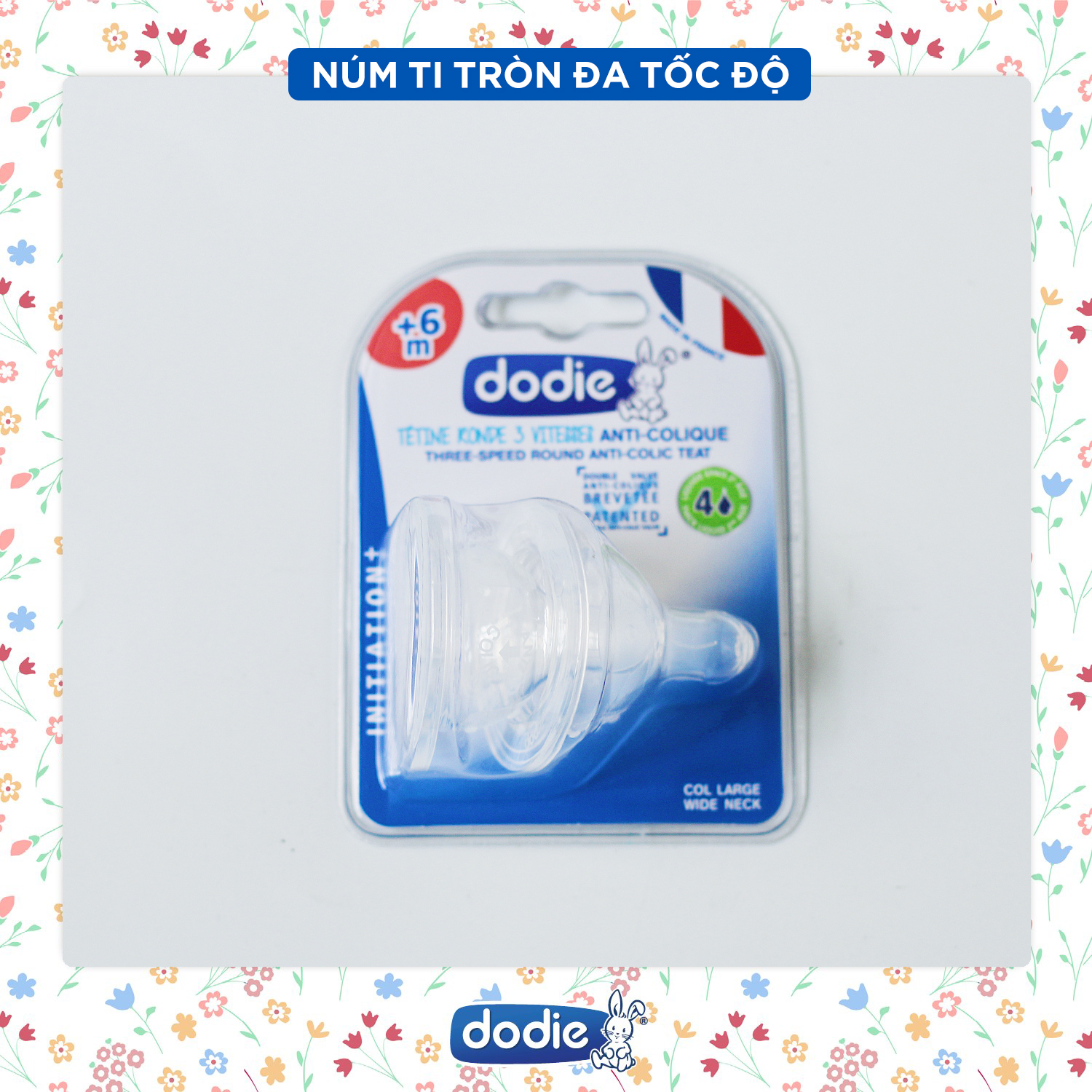 Bộ núm ti đa tốc độ Dodie cho bé trên 6 tháng