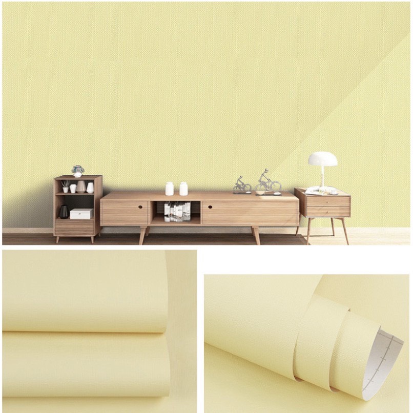 5 Mét Giấy Dán Tường, Khổ 45CM Rộng Decal PVC Trang Trí ( có keo ) - VÀNG NHÁM NHẠT PT010