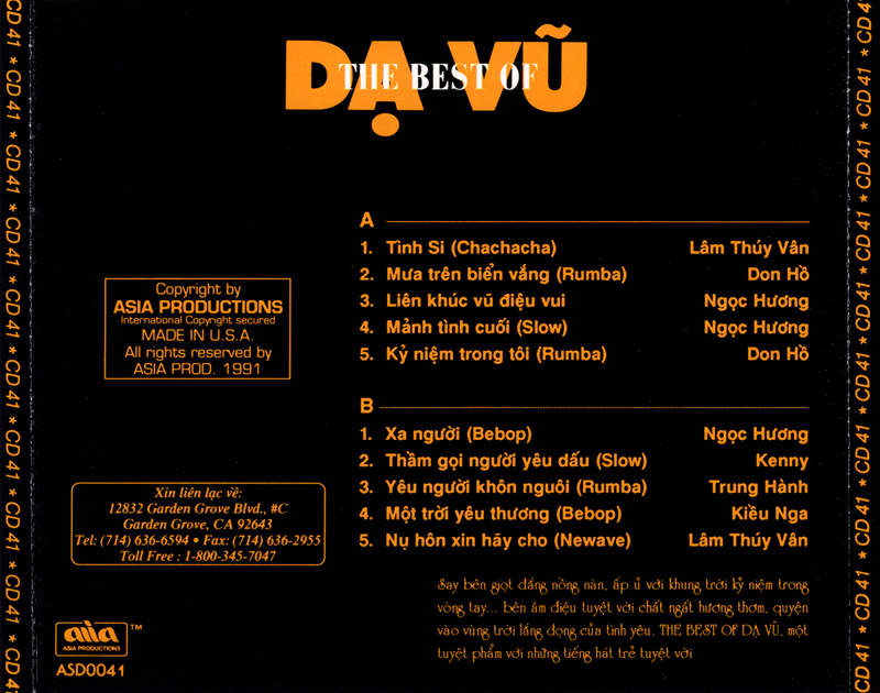 [MDCD] Bộ 6 Đĩa Nhạc CD Dạ vũ Asia