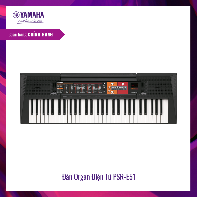 Đàn organ (keyboard) điện tử Yamaha PSR-F51 - Dòng đàn keyboard tiêu chuẩn dành cho những người mới bắt đầu,120 hệ âm sắc, 114 nhịp điệu, tích hợp Bộ gõ nhịp Metronome - Bảo hành chính hãng 12 tháng