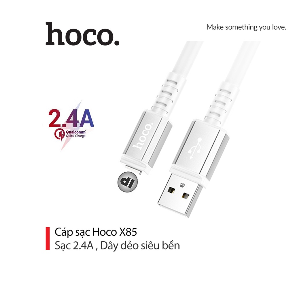 Cáp sạc Hoco X85 Lightning sạc nhanh 2.4A dây TPE chống rối truyền dữ liệu cho iPhone/iPad dài 1M