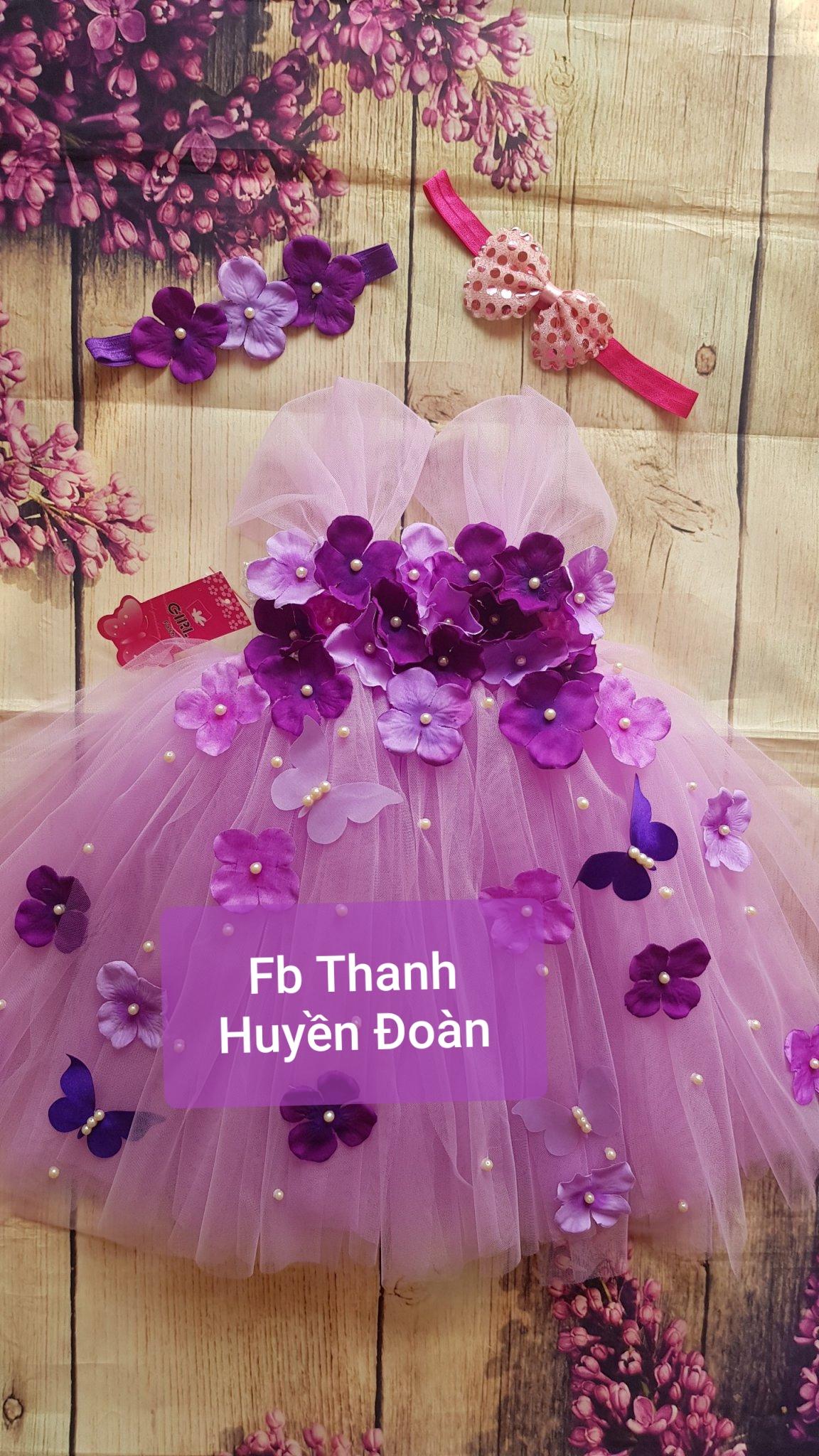 Váy Tutu công chúa Màu Tím nhạt cẩm tú cầu