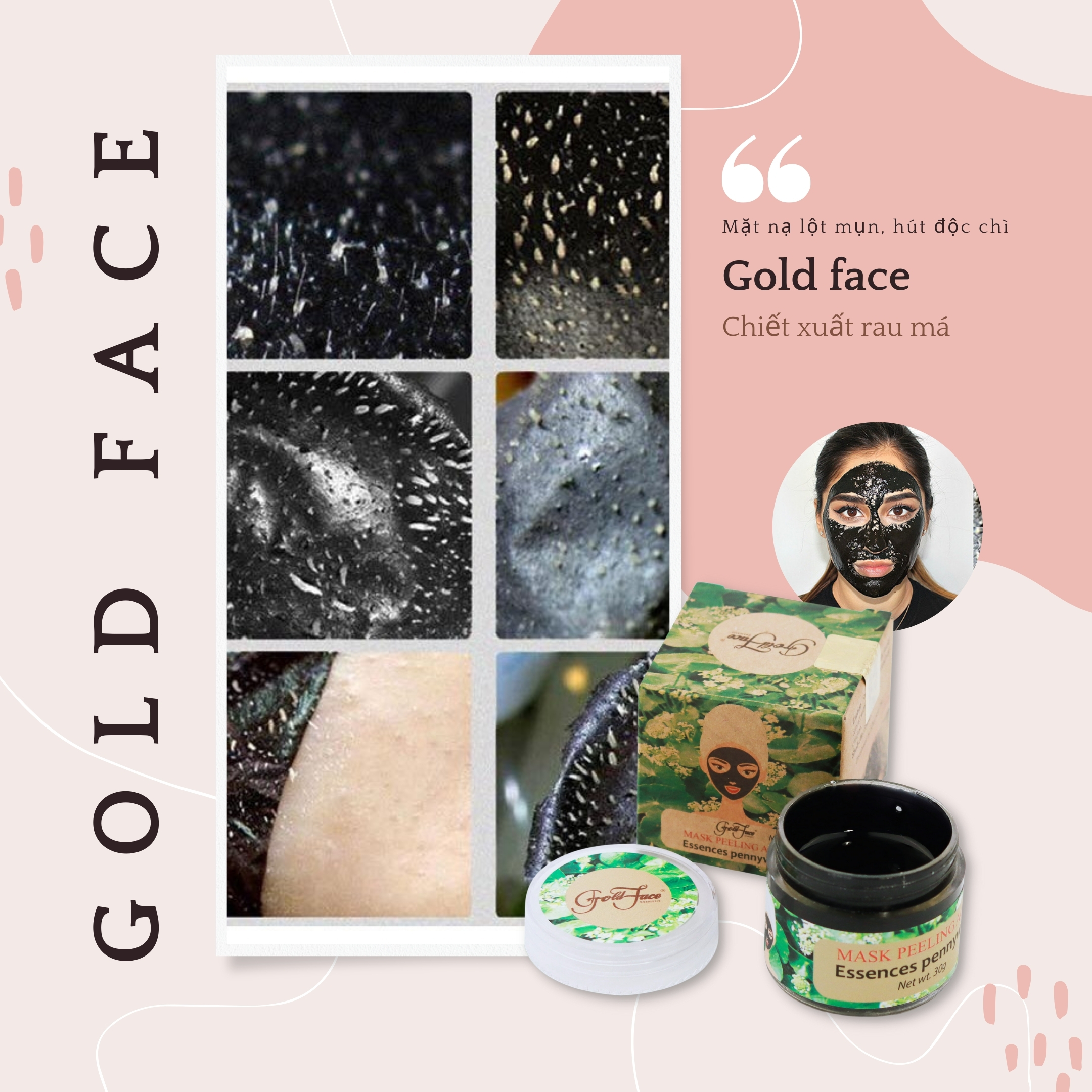 Mặt nạ lột mụn hút độc chì Gold Face 30G