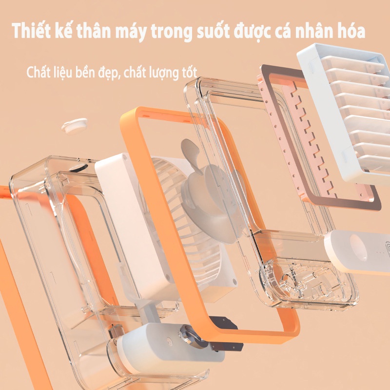 Quạt Tích Điện Mini Phun Sương, Quạt hơi nước, Quạt Điều Hòa Để Bàn Phun Sương, Quạt Cầm Tay Kèm Phun Sương 2in1 Ba Tốc Độ Gió, Cảm Ứng Vân Tay Bình Chứa Dung Tích 150ml, Cánh Quạt Điều Chỉnh Được Hướng Gió, Nhỏ Gọn, Tiện Lơi Đi Học, Đi Chơi