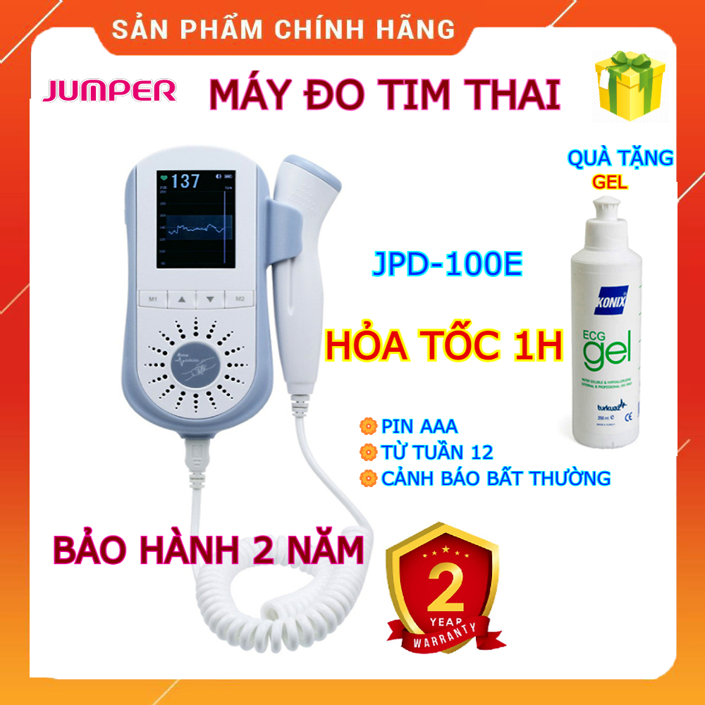 Máy đo tim thai cá nhân jumper jpd-100e dùng tại nhà, từ tuần thai 12 - hàng xuất mỹ, đức - chính hãng gia hưng group