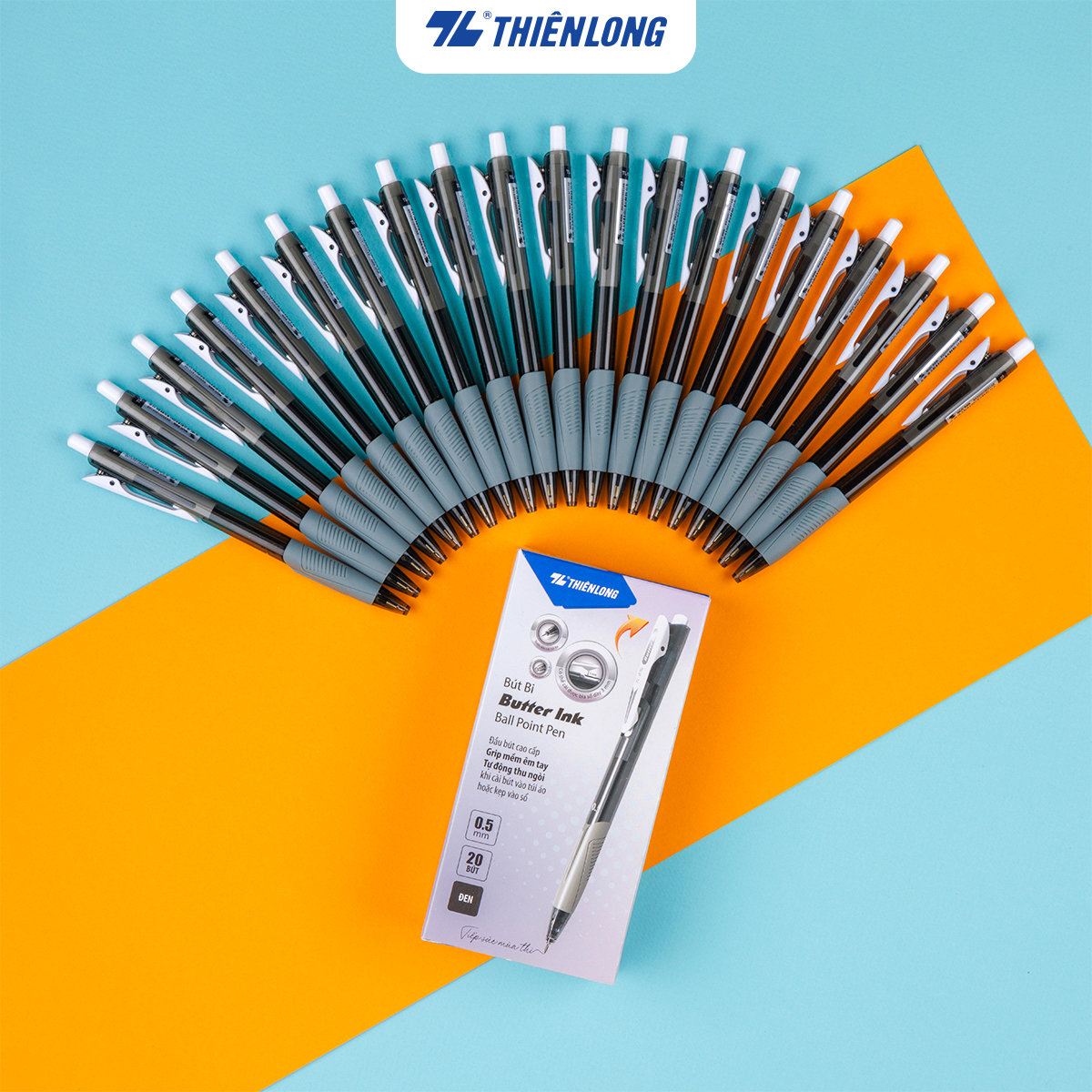Combo 20 PCs Thien long ballpoint pen tl-095 blue black ink 0.5mm comfortable modern style portable dual tip plain