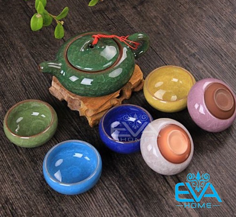 Bộ Ấm 6 Chén Trà Men Ngọc Bích Hình Cá 3D