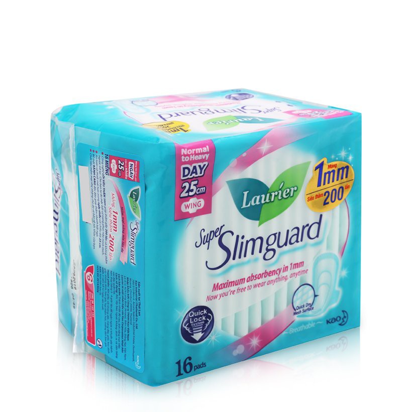 Băng Vệ Sinh Laurier Siêu Mỏng Bảo Vệ 25cm 16 Miếng