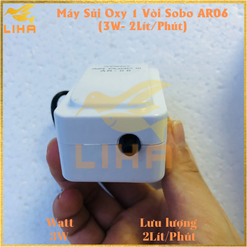 Máy Sủi Oxy 1 Vòi Sobo AR06 (3W- 2Lít/Phút) - Máy Oxi Cho Bể Cá
