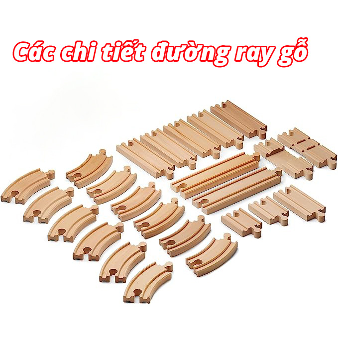 Đường ray xe lửa bằng gỗ, để chơi cùng với Xe lửa gỗ