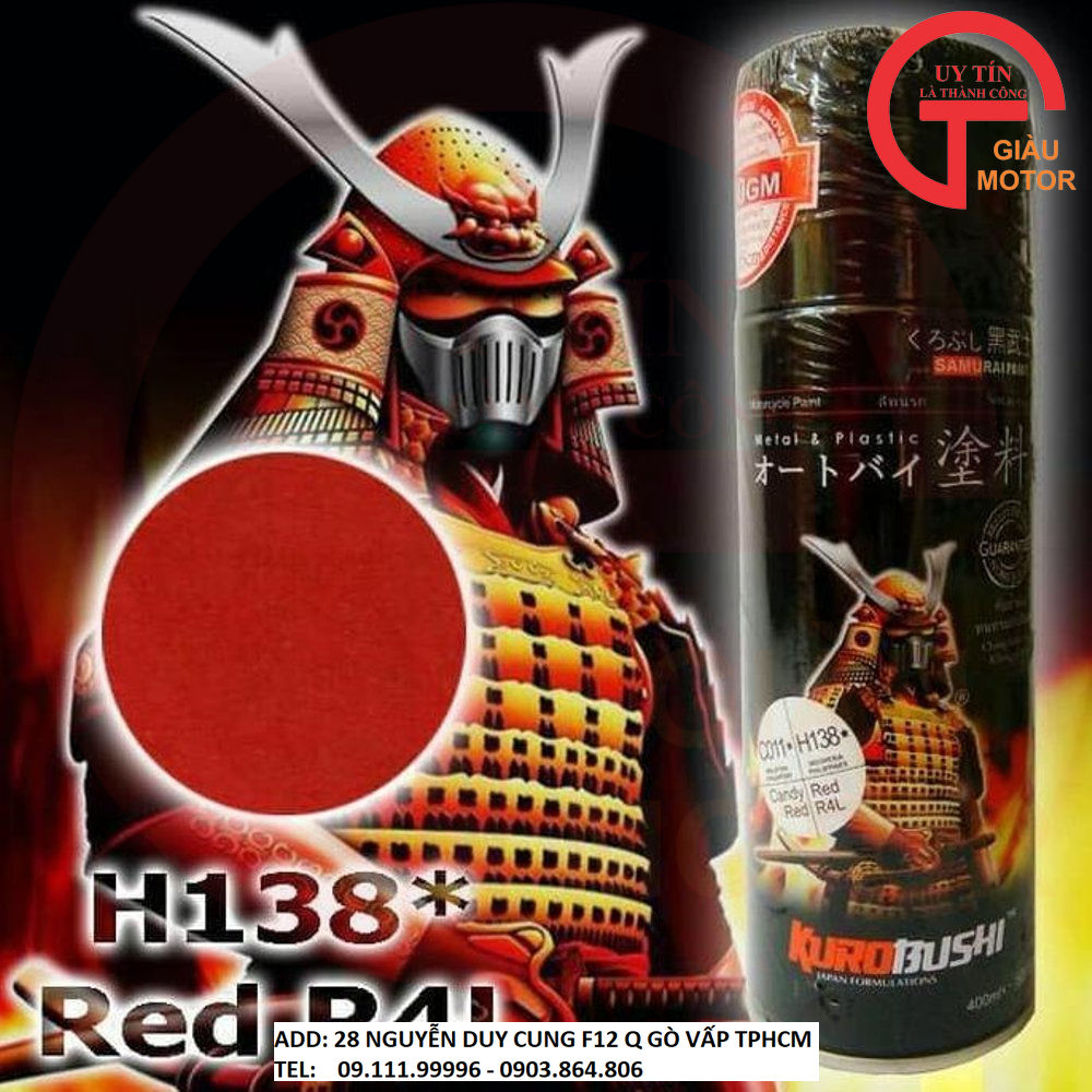 [HCM]SƠN SAMURAI MÀU HONDA H138 MÀU ĐỎ RED R4L