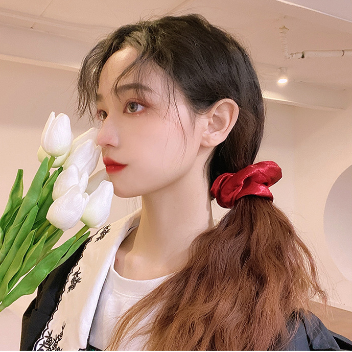 Cột tóc Scrunchies, dây buộc tóc vải Scunchies lụa trơn đơn sắc 2020