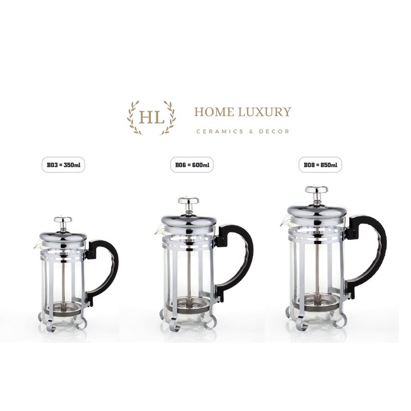 Bình pha cà phê, trà thủy tinh kiểu Pháp French Press