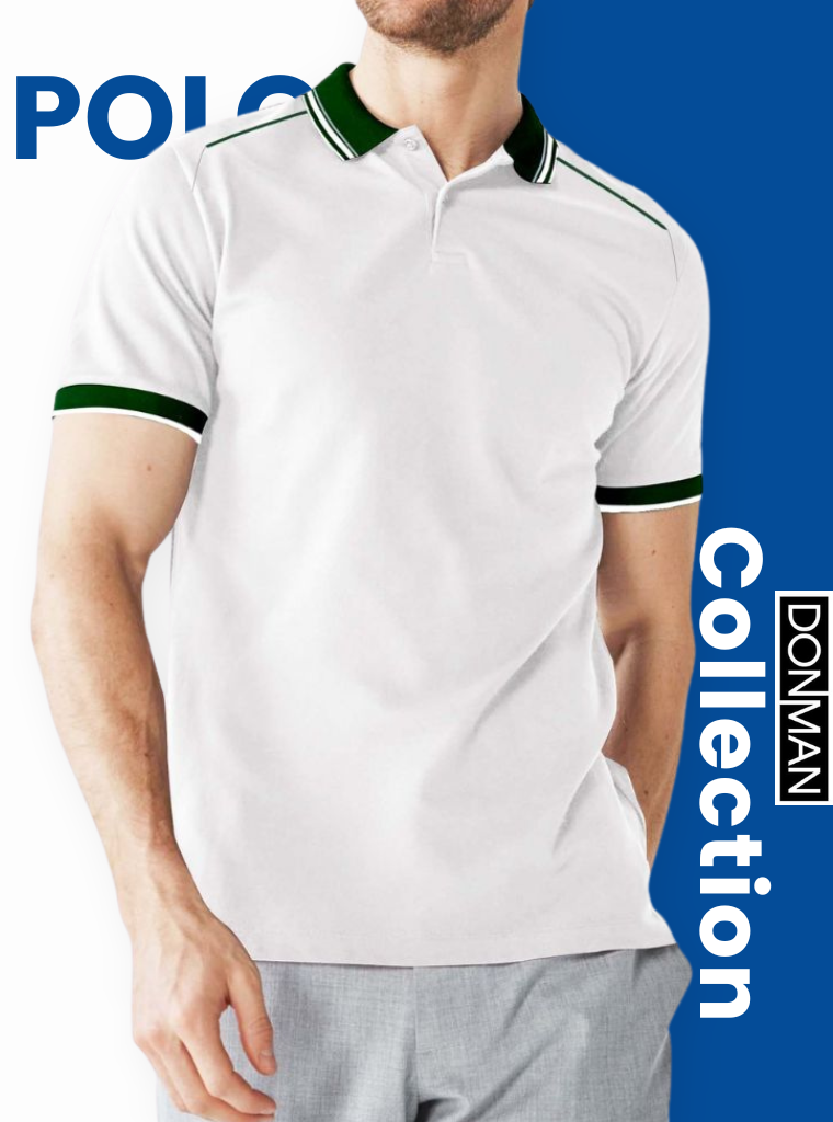 Áo thun Polo Nam DONMAN chất Poly Coolmax Pique thoáng khí thoải mái, họa tiết kẻ sọc nhẹ tạo điểm nhấn AT36