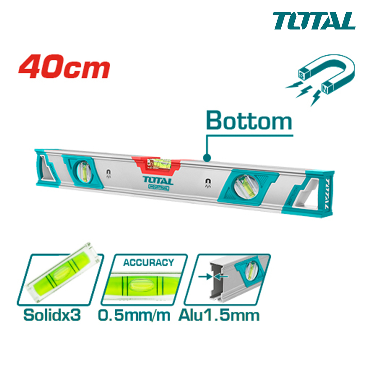 Thước thủy kèm theo nam châm hút 40cm TOTAL