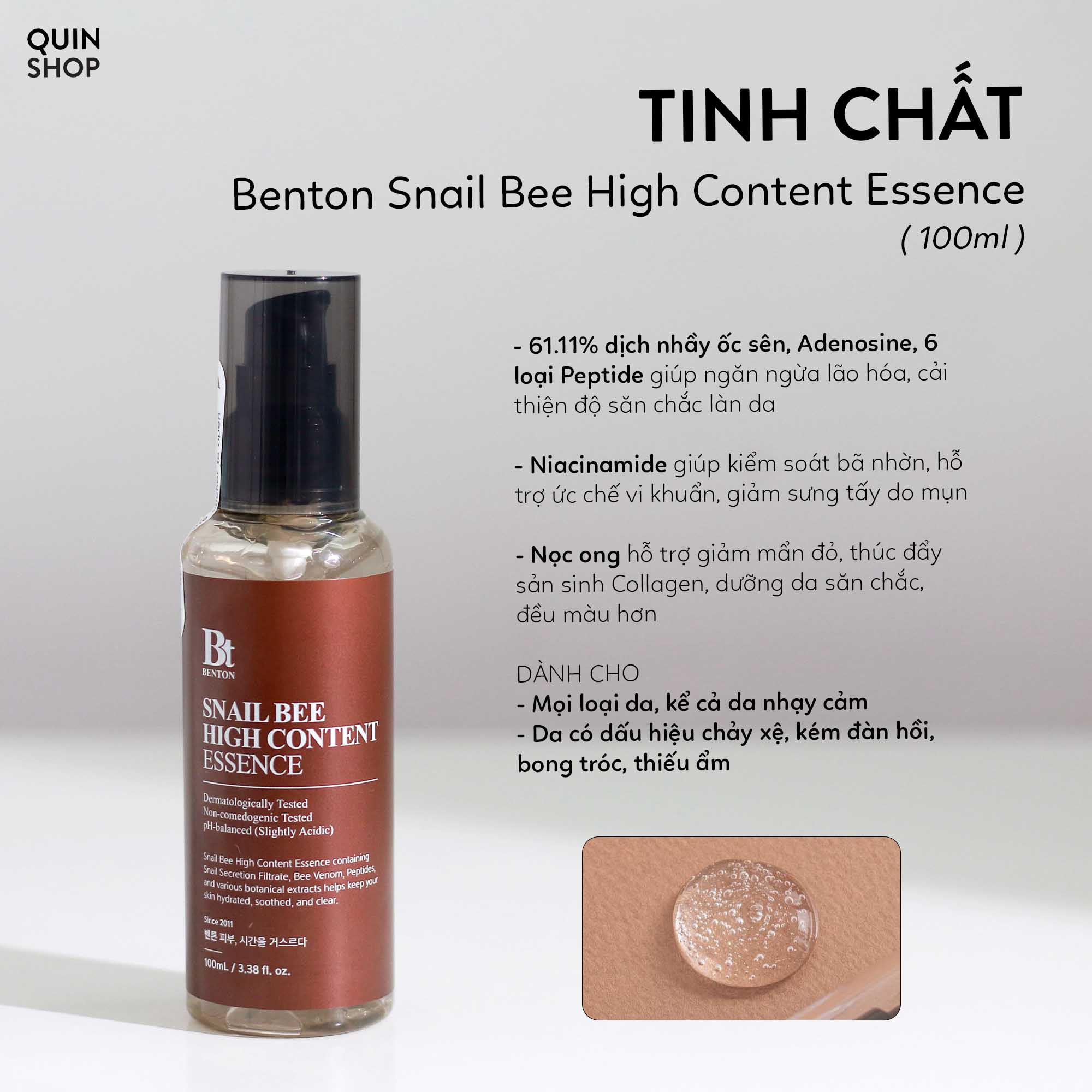 Tinh Chất Ốc Sên Ngăn Ngừa Lão Hóa Da Benton Snail Bee High Content Essence