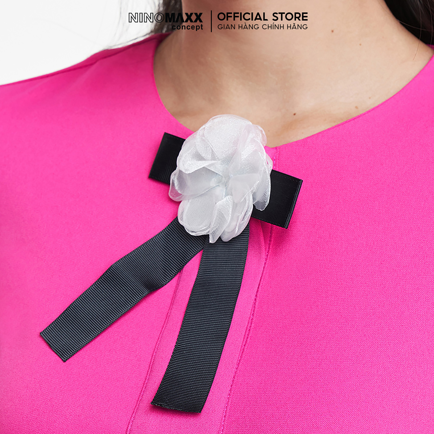 Đầm Nữ Màu Hồng Tay Lửng Đuôi Xoè N&M Thương Hiệu NINOMAXX 1910272