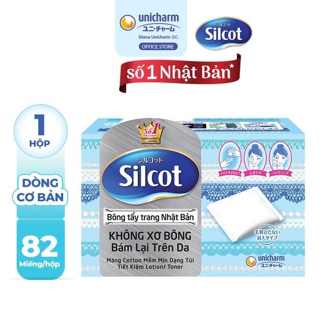 Hộp Bông trang điểm (bông tẩy trang) Silcot 82 miếng/hộp