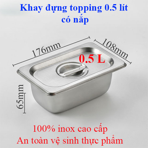 Khay inox đựng thực phẩm GN 1/9 sâu 65mm