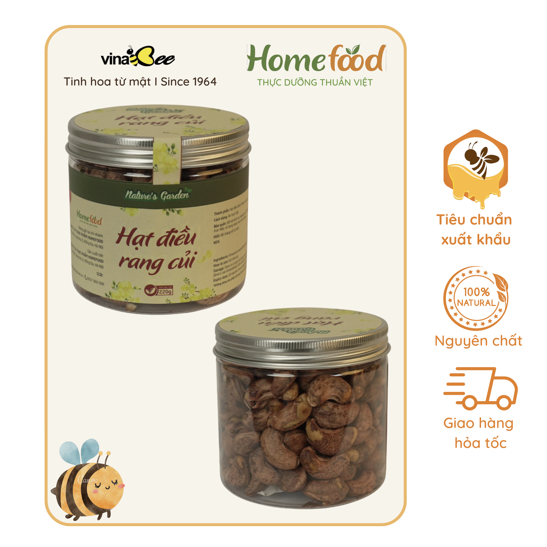 Hạt điều rang củi 220g