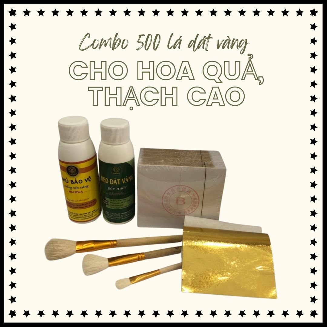 Combo dát vàng gốc nước B Kim siêu rẻ, dát vàng trên chất liệu thấm hút như hoa quả, thạch cao, xi măng, giấy vẽ, đồ da