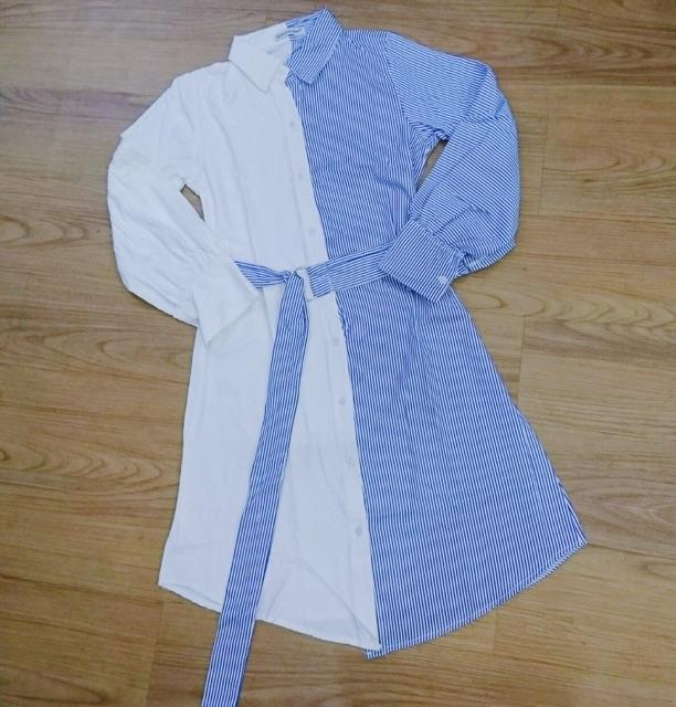 [HCM]Đầm sm sọc xanh phối trắng (kèm hình thật)