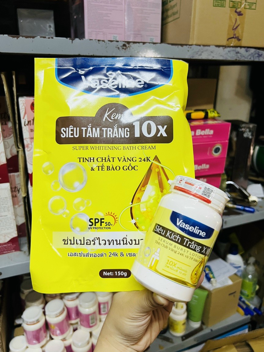 Combo kem kích trắng Vaseline X.10 và tắm trắng 10X