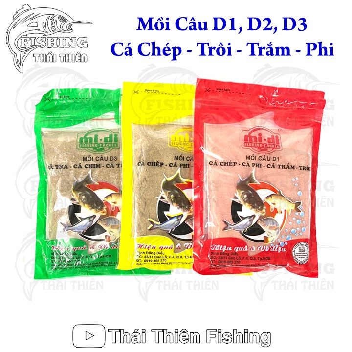 Mồi Câu D1, D2, D3 Cá Chép, Rô Phi, Trắm, Trôi, Tra, Trê, Chim