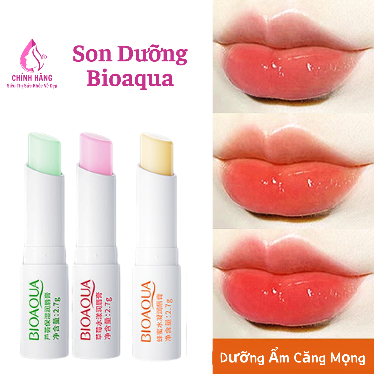 Son Dưỡng Môi nứt lẻ khô ráp chỉ sau 1 phút Hồng Căng Mọng Trong Mướt Cho Môi Quyến Rũ  BIOAQUA cho cả nam và nữ giới dùng