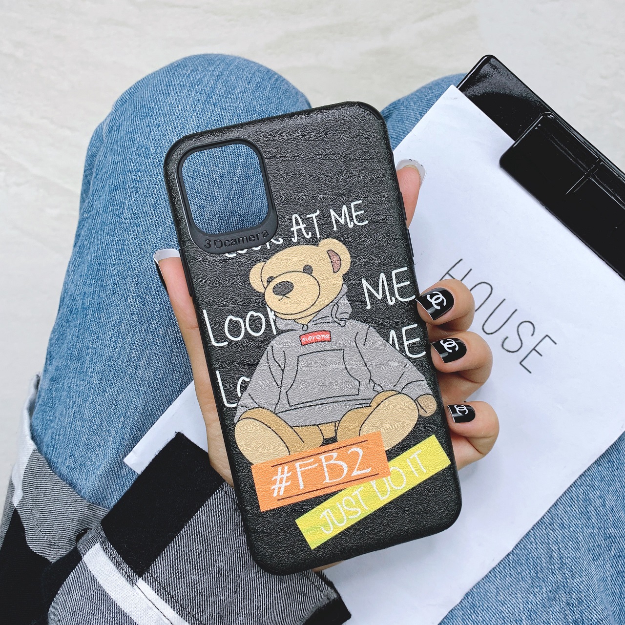 Ốp Lưng Da IMD Look at me Bear