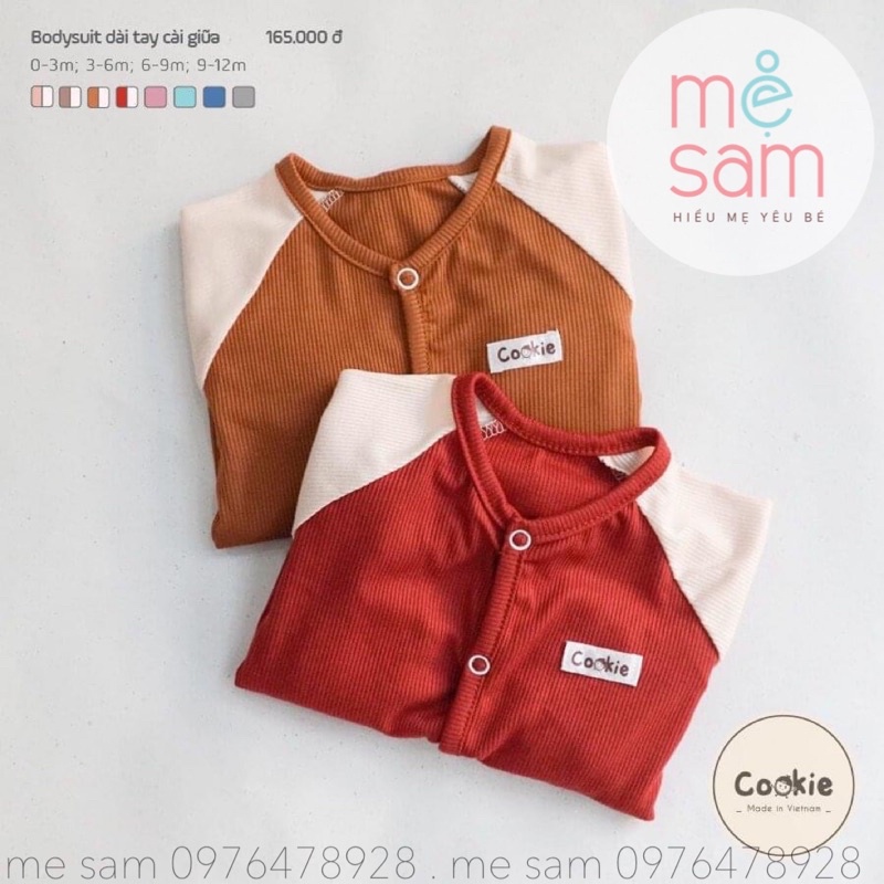 Bodysuit Dài Tay Cài Giữa Cookie