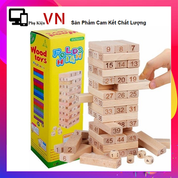 HCM Trò Chơi Rút Gỗ Nhỏ 54 Thanh - Nguyên bộ đồ chơi rút gỗ giá rẻ. Đồ