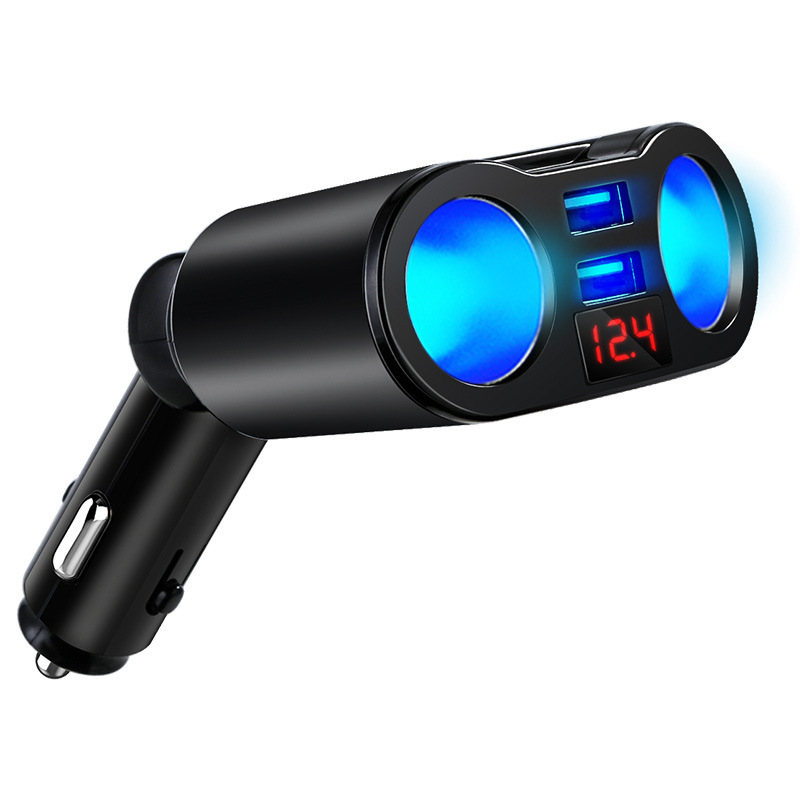 Bộ Chia Tẩu Sạc Xe Hơi Tích Hợp 2 tẩu 80W và 2 cổng USB Sạc Nhanh 3.1A, Có Màn Hình Led Hiển Thị Điện Áp Ác Quy Tiện Lợi Dùng Cho Mọi Ô Tô 12V - 24V