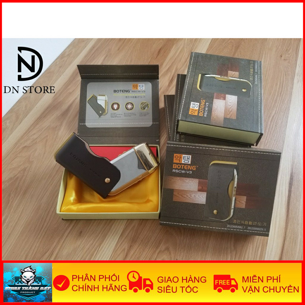 Máy Cạo Râu Cao Cấp Boteng V3 - Lưỡi Dao Thép Không Gỉ, Thân Máy Bọc Da - Món Qùa Tặng Cực Xịn - An