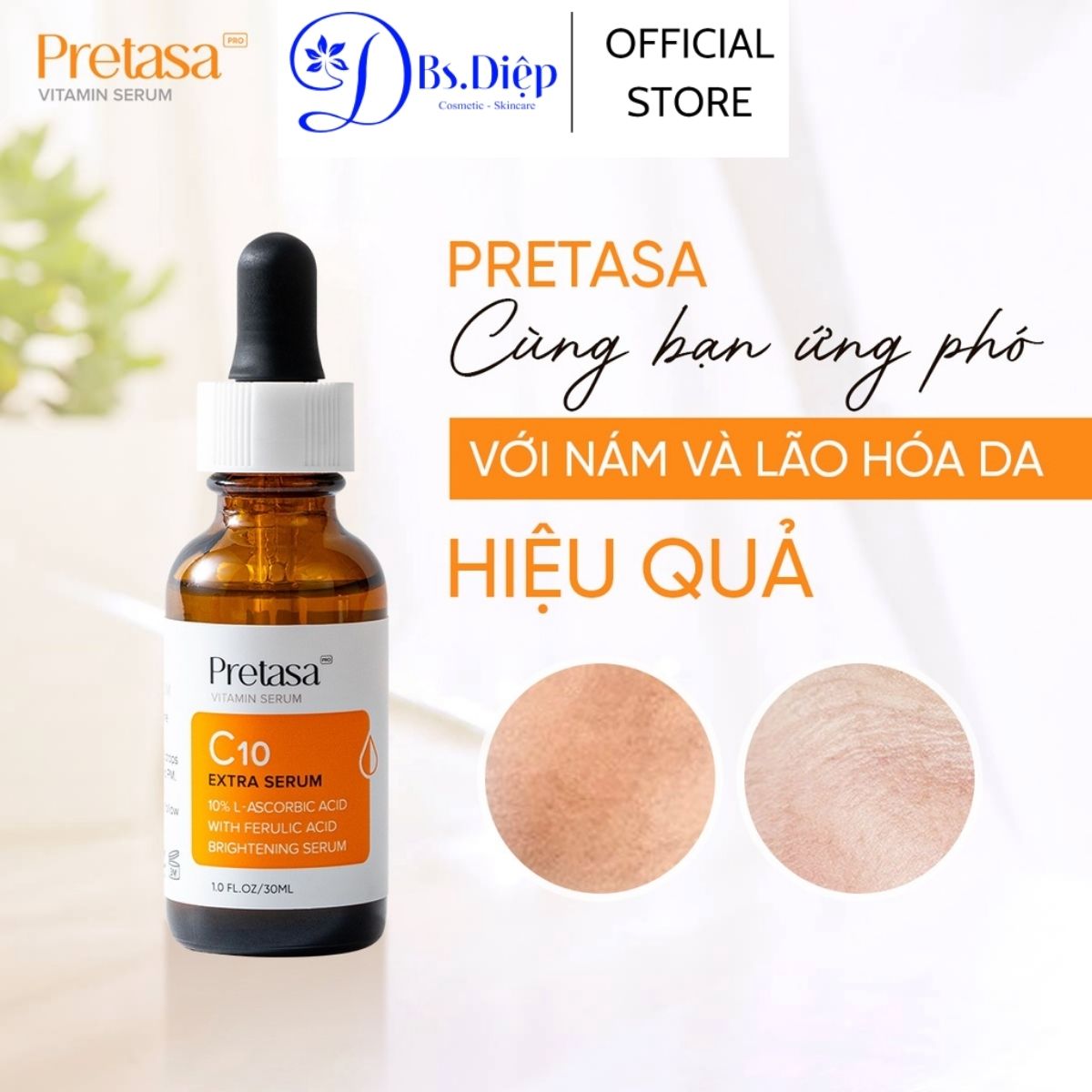 Tinh chất pretasa làm sáng da mờ thâm PRETASA C10 EXTRA SERUM 30ml