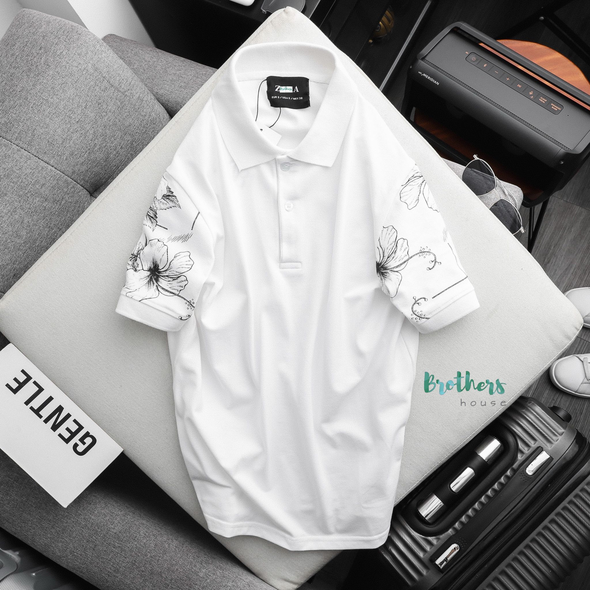 |Cao cấp hàng hịn 2 màu| Áo polo nam ZaRa trơn tay in hoa, vải mát lên dáng cực chất
