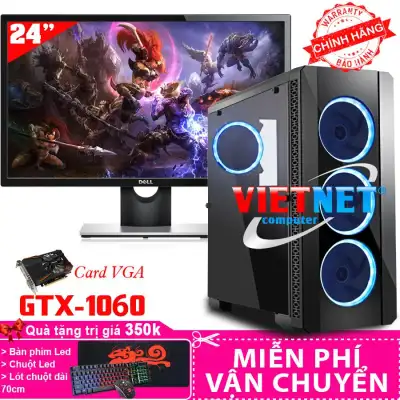 [HCM]Bộ máy tính chơi game thiết lập FullHD 24 inch G4600 GTX-1060 Ram 8GB Hdd 500GB (tặng bàn phím led chuột led lót chuột)