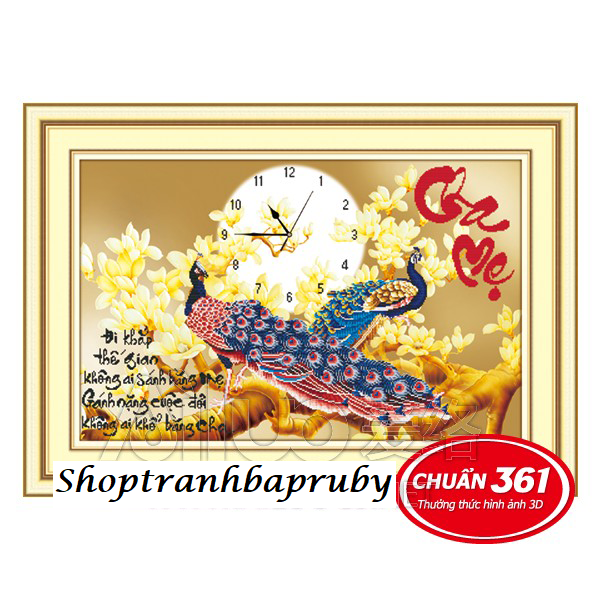 [HCM]Tranh đính đá Cha Mẹ Đồng Hồ DF162 kích thước 80 x 55 cm