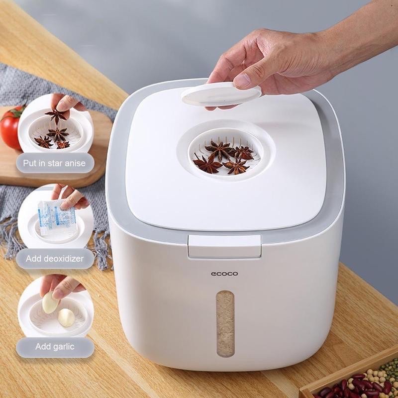 THÙNG ĐỰNG GẠO + CÁC LOẠI HẠT ECOCO 10kg ( THÙNG GẠO ECOCO)  BẢO HÀNH 36 THÁNG