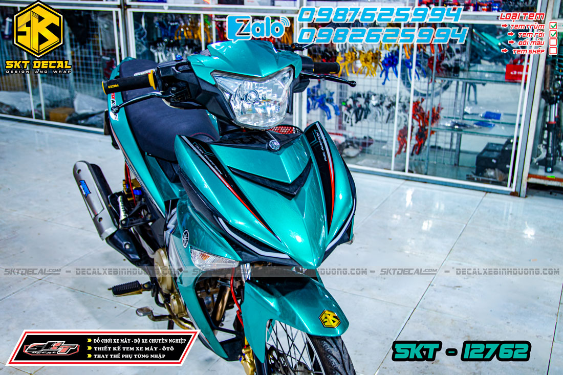 tem trùm exciter 150 xanh đen trắng mx king