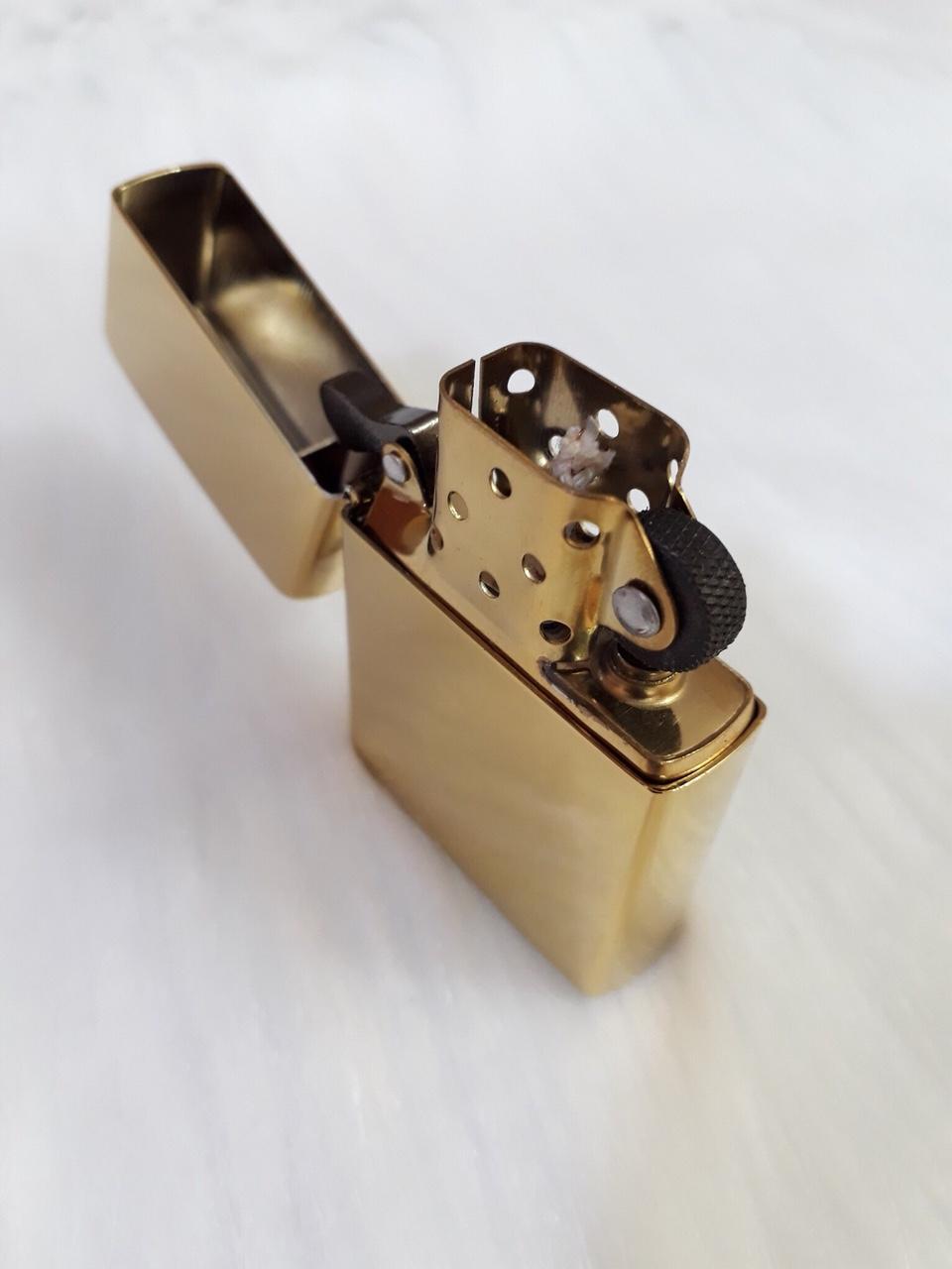 [HCM]Bật Lửa Zippo Vàng Trơn Ruột Vàng Cao Cấp